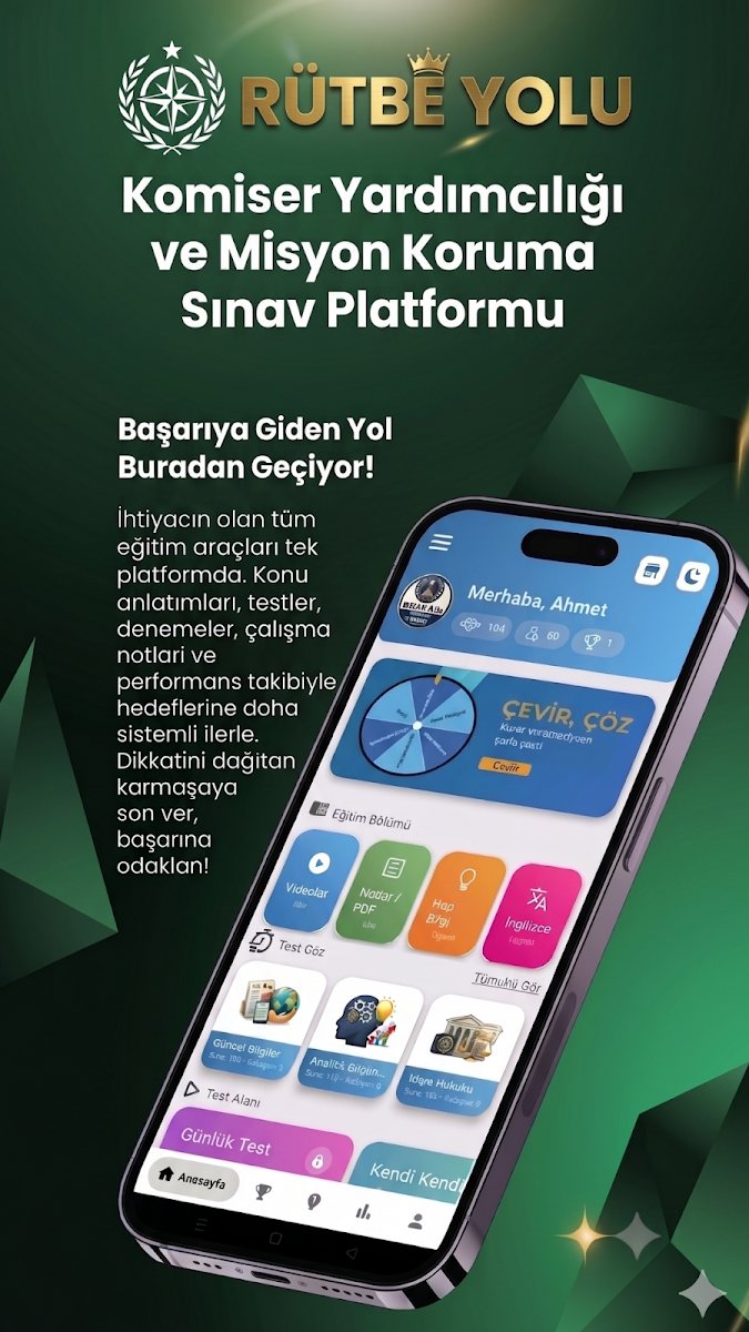 Rütbe Yolu uygulaması ana ekranı